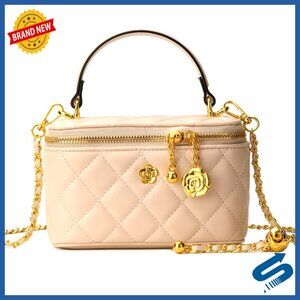 Quilted Square Box Crossbody Bag Mini Tote Top Handle Pouch Satchel Purse